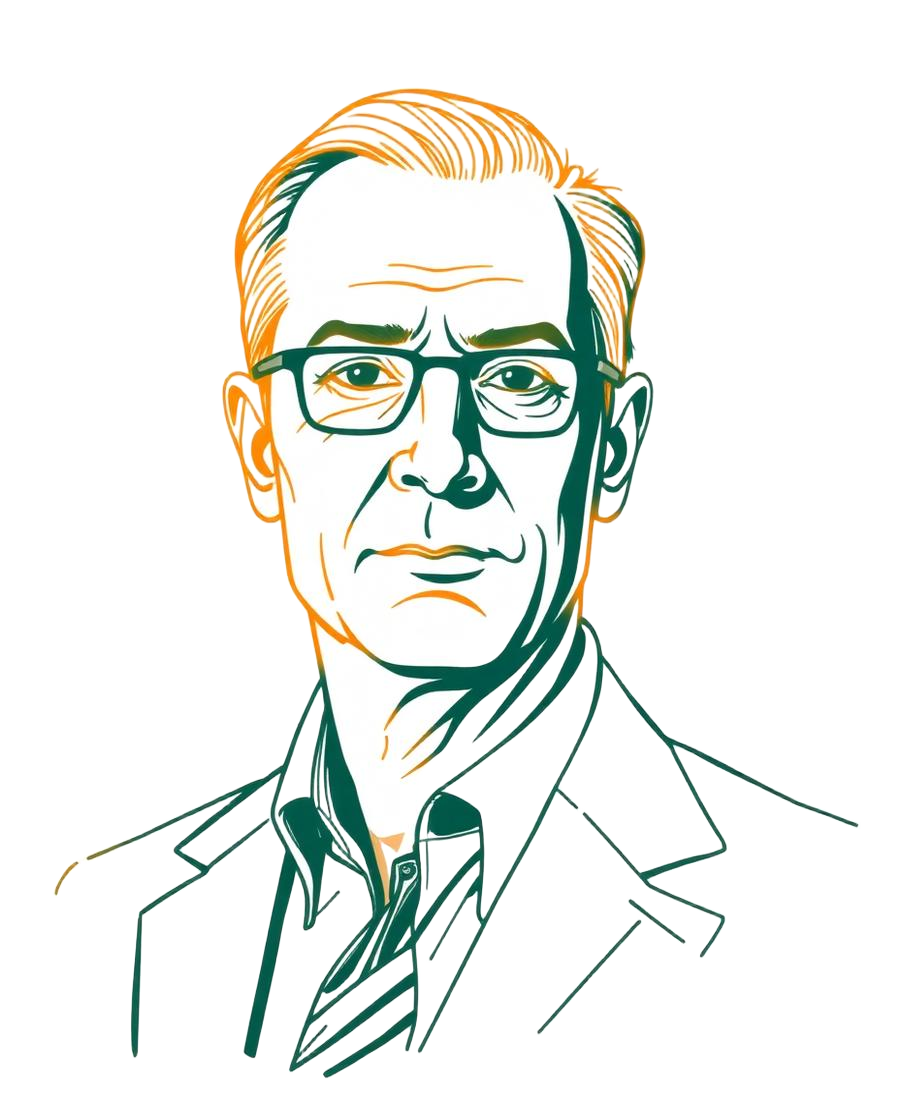 Portret in line-art stijl van Sven Sendscheid